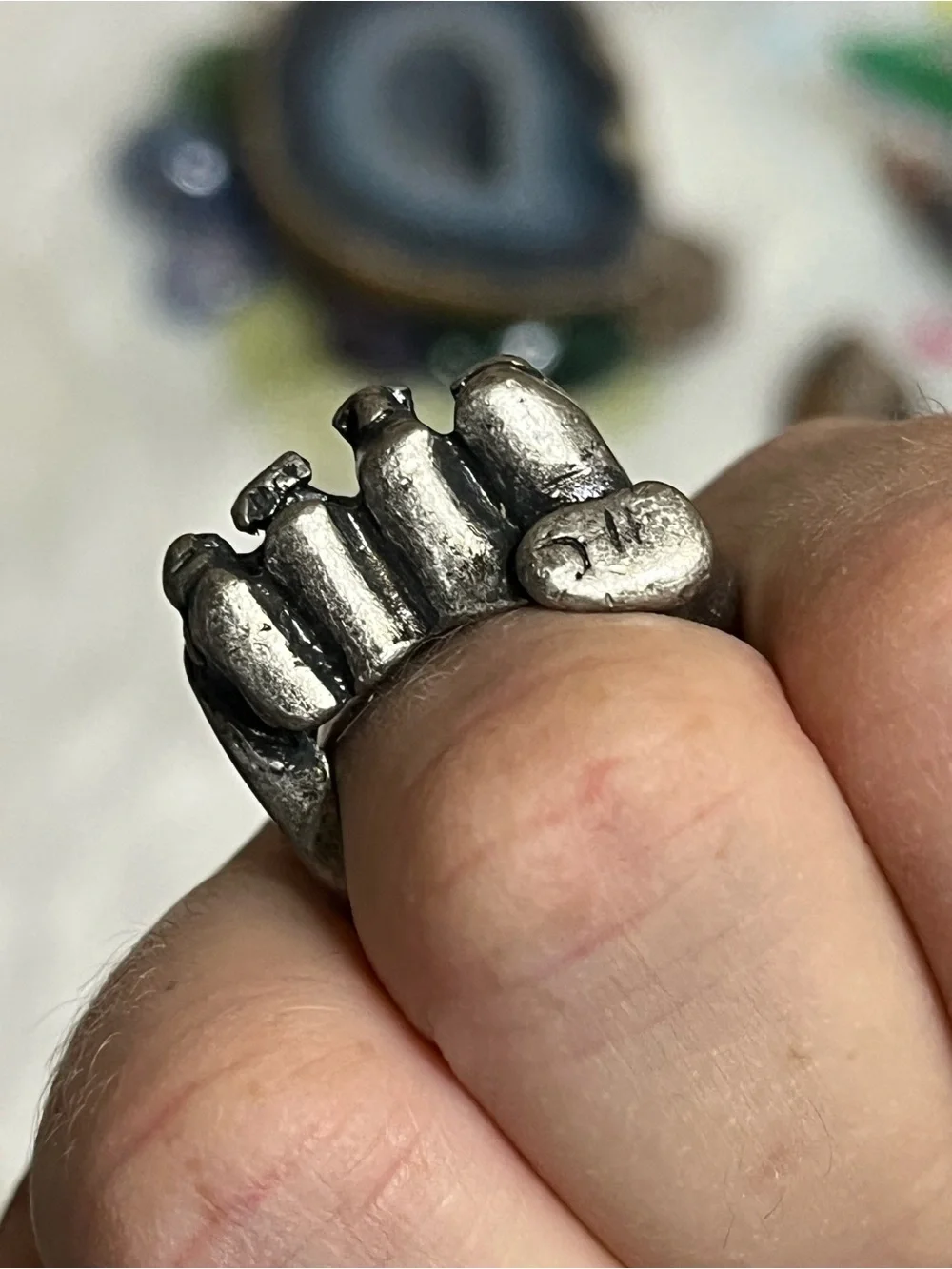 Biker Style Fist Ring